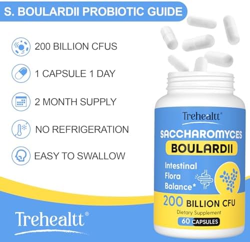 Probióticos Saccharomyces Boulardii 200 Mil Millones CFUs, Probiotico Clínicamente Estudiado para Hombres y Mujeres, Salud Intestinal y Digestiva, 60 - imagen 6