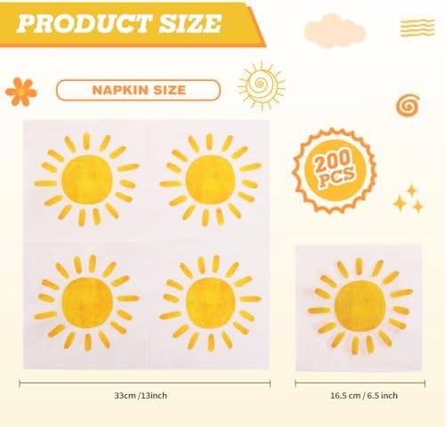 200 Piezas Servilletas de Papel Boho Sol para Fiesta, r Viaje Al Sol, Desechables para Cumpleaños y Baby Shower - imagen 2