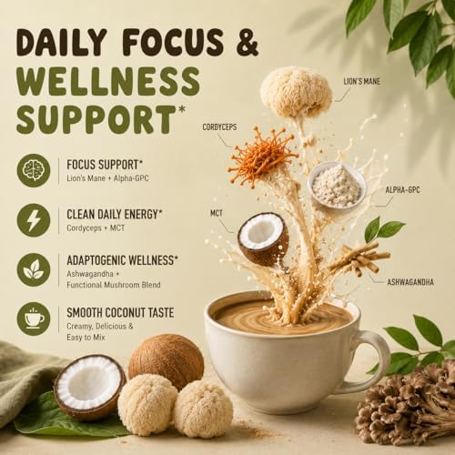 Crema de Coco con Champiñones 15 en 1 | Apoyo Inmunológico con Adaptógenos Lion's Mane, Cordyceps, MCT y Ashwagandha | Vegana, Keto | Energía y - imagen 5