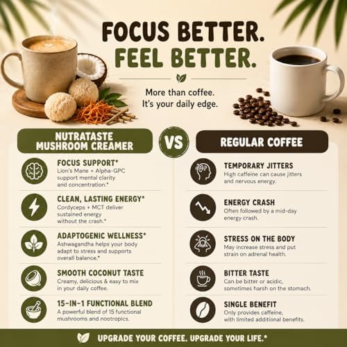 Crema de Coco con Champiñones 15 en 1 | Apoyo Inmunológico con Adaptógenos Lion's Mane, Cordyceps, MCT y Ashwagandha | Vegana, Keto | Energía y - imagen 6