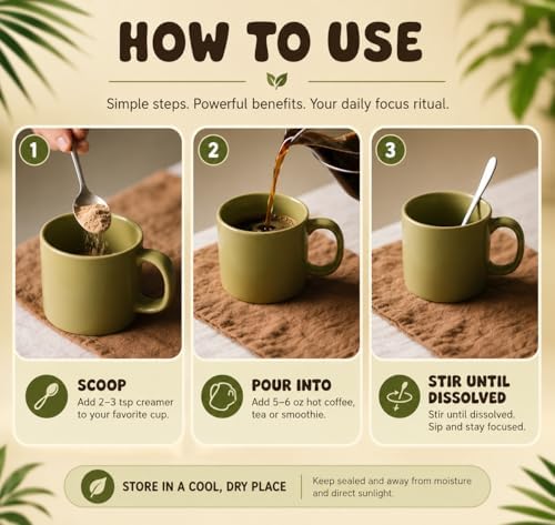 Crema de Coco con Champiñones 15 en 1 | Apoyo Inmunológico con Adaptógenos Lion's Mane, Cordyceps, MCT y Ashwagandha | Vegana, Keto | Energía y - imagen 7
