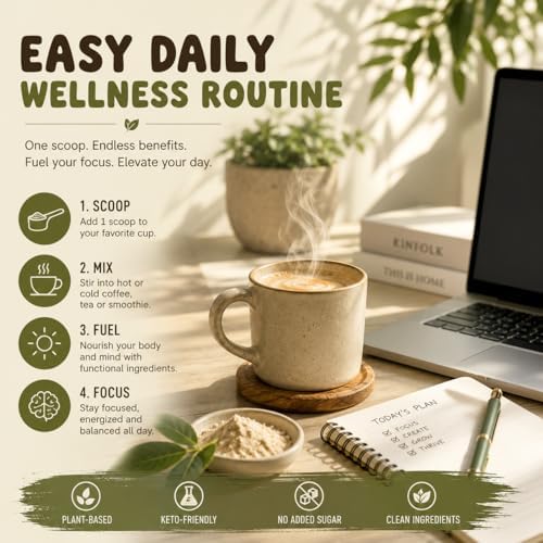 Crema de Coco con Champiñones 15 en 1 | Apoyo Inmunológico con Adaptógenos Lion's Mane, Cordyceps, MCT y Ashwagandha | Vegana, Keto | Energía y - imagen 8