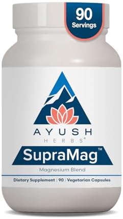 Ayush Herbs SupraMag - Suplemento de Magnesio Complejo de 400mg con Magnesio Bisglicinato, Citrato y Ororato para Sueño, Energía y Salud Cerebral - - imagen 1