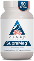 Ayush Herbs SupraMag - Suplemento de Magnesio Complejo de 400mg con Magnesio Bisglicinato, Citrato y Ororato para Sueño, Energía y Salud Cerebral - - imagen 1