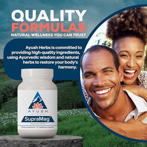 Ayush Herbs SupraMag - Suplemento de Magnesio Complejo de 400mg con Magnesio Bisglicinato, Citrato y Ororato para Sueño, Energía y Salud Cerebral - - imagen 7