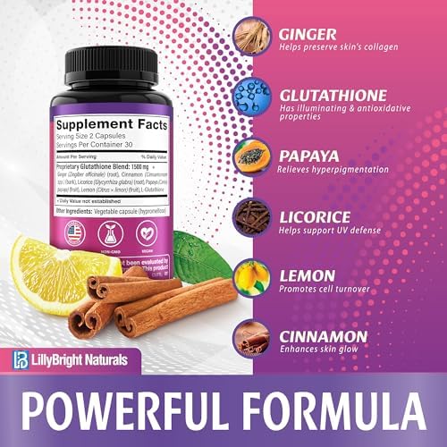 Cápsulas de Glutatión - Suplemento de 1,500mcg L-Glutatión con Vitamina C - Mejora del Tono de Piel - Combate Manchas Oscuras y Marcas de Acné - - imagen 4