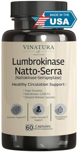Suplemento de Enzimas VINATURA Lumbroquinasa, Serrapeptasa y Nattokinasa - 2000 FU, 60 Cápsulas para Apoyo a la Circulación Sanguínea - imagen 1