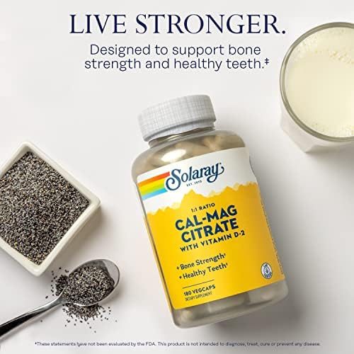 SOLARAY Citrato de Calcio y Magnesio 1:1 con Vitamina D2 - Suplementos de Calcio para Hombres y Mujeres - 1000mg de Calcio, 1000mg de Magnesio - - imagen 3