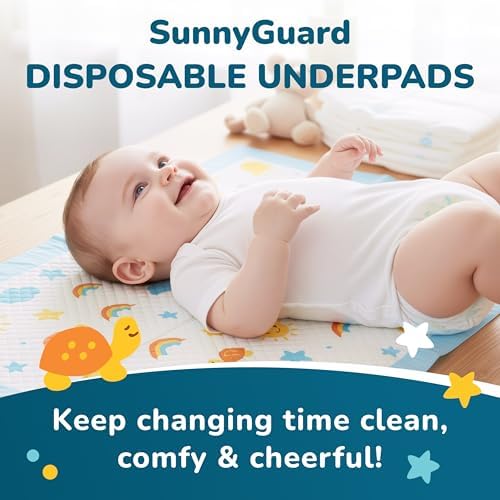 Almohadillas Desechables SunnyGuard para Cambiar Bebés 33 x 46 CM, 50 Unidades, Diseño Único y 6 Capas de Protección para Uso en Guardería y Viajes - imagen 3