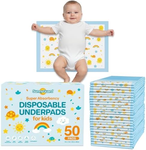 Almohadillas Desechables SunnyGuard para Cambiar Bebés 33 x 46 CM, 50 Unidades, Diseño Único y 6 Capas de Protección para Uso en Guardería y Viajes - imagen 5