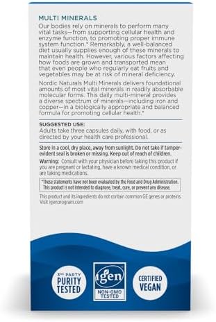 Multi Minerales Nordic Naturals, Sin Sabor - 90 Cápsulas - 11 Minerales Esenciales - Salud y Bienestar Óptimos - Vegano Certificado - No GMO - 30 - imagen 6