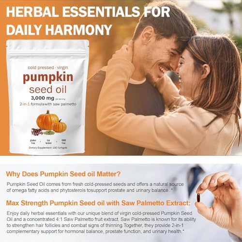 Cápsulas de Aceite de Semilla de Calabaza HWAXIGO con Saw Palmetto – Mezcla Fría de 3000mg para Crecimiento Capilar, Próstata y Soporte Urinario – - imagen 8