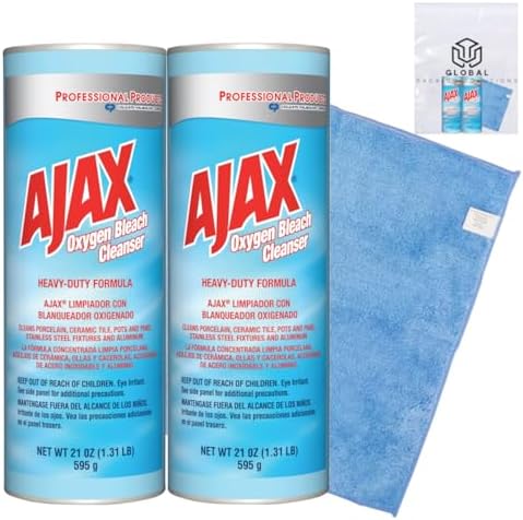 Limpiador en Polvo Ajax Profesional de Oxígeno Pesado 21 Oz (Paquete de 2) con Paño de Microfibra Incluido - imagen 1
