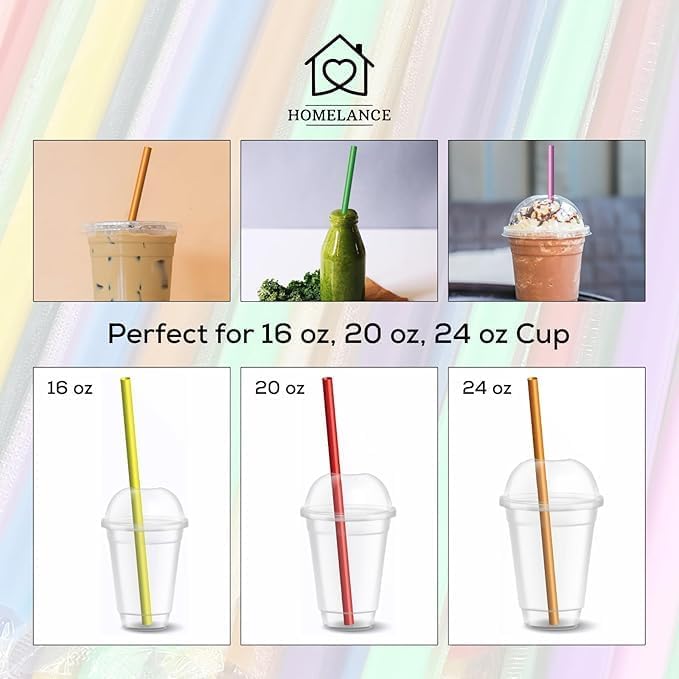 400 Pzs Popotes Desechables Jumbo de Colores para Smoothies y Milkshakes, Popotes para Té de Burbuja, Envuelto Individualmente (1.1 cm x 25 cm) - imagen 4