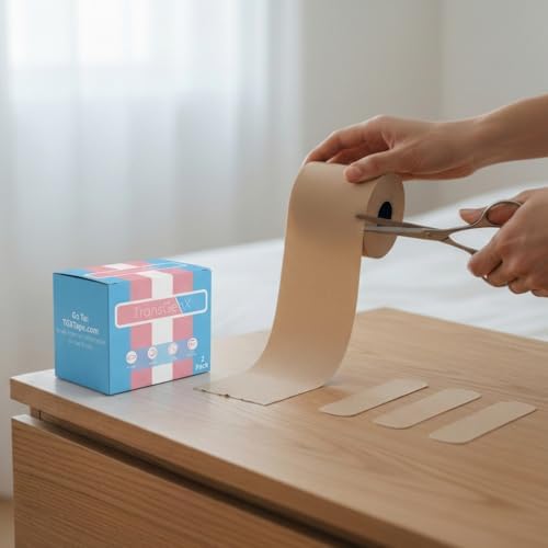 Cinta de Compresión Extra Ancha de 4 Pulgadas en Color Beige (16 ft) | Cinta de Algodón Stretch Ajustable para Binding FTM y No Binario | Resistente - imagen 2
