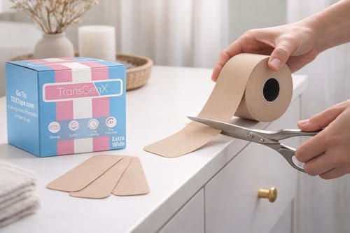 Cinta de Compresión Extra Ancha de 4 Pulgadas en Color Beige (16 ft) | Cinta de Algodón Stretch Ajustable para Binding FTM y No Binario | Resistente - imagen 3