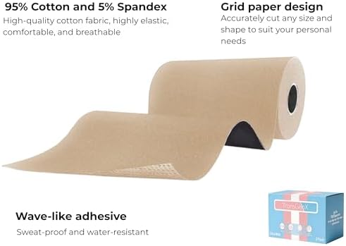 Cinta de Compresión Extra Ancha de 4 Pulgadas en Color Beige (16 ft) | Cinta de Algodón Stretch Ajustable para Binding FTM y No Binario | Resistente - imagen 4