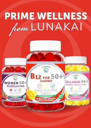 Gomitas de Vitamina B12 Lunakai para Adultos 50+, Hechas en EE. UU., Sin OGM, Sabor Cítrico Delicioso, 60 piezas, Energía y Vitalidad - imagen 7