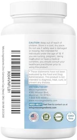 Zinc Carnosina 75mg, 240 Cápsulas Veganas | Suplemento de Zinc 10 en 1 para Hombres y Mujeres con Glutamina, Regaliz DGL, Quercetina, Olmo - imagen 7