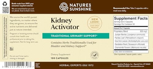 Cápsulas Activadoras de Riñón de Nature's Sunshine, 100 Cápsulas | Suplemento Natural para el Riñón con Hierbas para Mejorar la Función y Flujo - imagen 6
