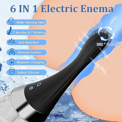 Enema Anal Ducha Eléctrica Automática para Hombres y Mujeres - Bulbo de Silicón con 7 Boquillas, 3 Velocidades y Control Remoto, 500ml - imagen 2