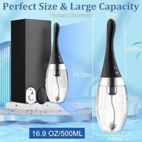 Enema Anal Ducha Eléctrica Automática para Hombres y Mujeres - Bulbo de Silicón con 7 Boquillas, 3 Velocidades y Control Remoto, 500ml - imagen 7