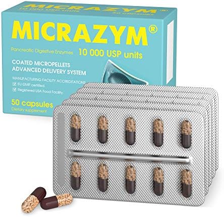 Micrazym AVVA Pharma Enzimas Pancreáticas - Suplementos Digestivos Efectivos de 10,000 USP - 50 Cápsulas de Acción Rápida con Amilasa, Lipasa y - imagen 2