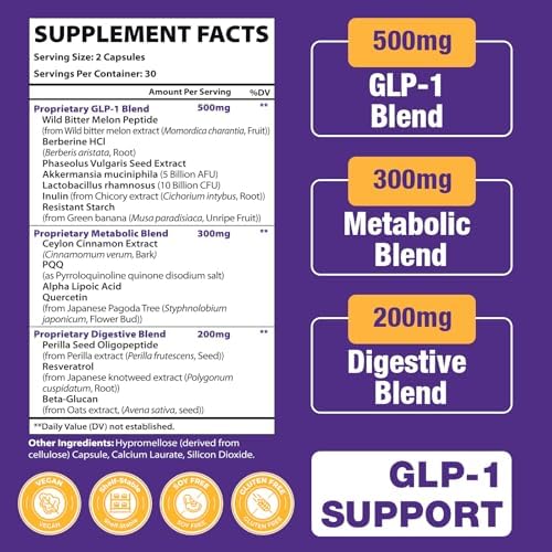 Suplementos Jorrwatee GLP-1 para Mujeres y Hombres, 14 en 1 para Niveles de GLP1, Metabolismo, Digestión y Energía, 60 Cápsulas - imagen 2