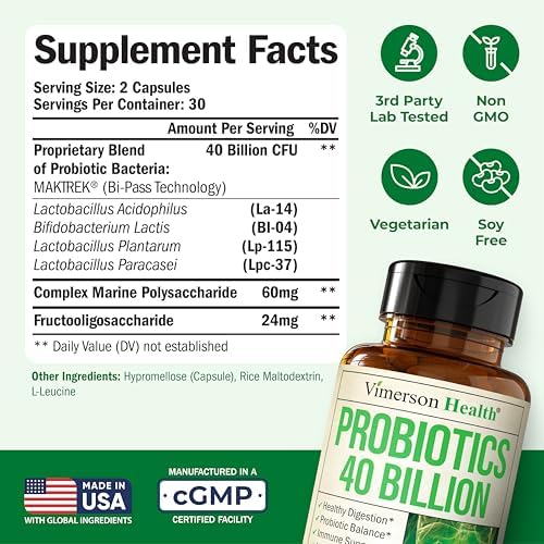 Probióticos para Mujeres y Hombres con Prebióticos - 40 Mil Millones de UFC para Salud Digestiva, Intestinal y Soporte Inmunológico - Lactobacillus - imagen 3
