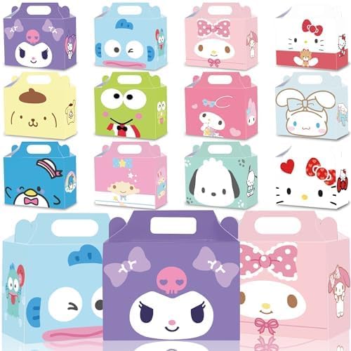Cajas de Favor de Fiesta de Gato Latwerd, Paquete de 24, con Manijas, 12 Diseños para Sorpresas de Cumpleaños de Niños - imagen 1