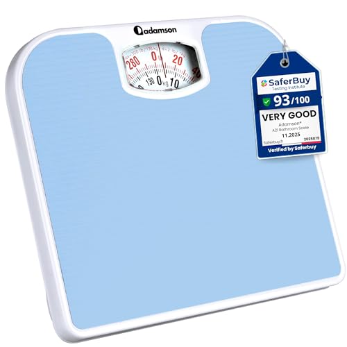 Báscula Analógica Adamson A21 para Peso Corporal - Hasta 300 LB - Nueva - Superficie Antideslizante de Goma + Números Grandes - Escala de Baño - imagen 1