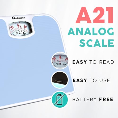 Báscula Analógica Adamson A21 para Peso Corporal - Hasta 300 LB - Nueva - Superficie Antideslizante de Goma + Números Grandes - Escala de Baño - imagen 2