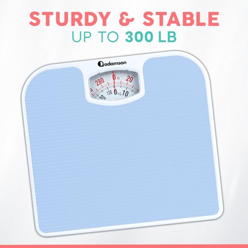 Báscula Analógica Adamson A21 para Peso Corporal - Hasta 300 LB - Nueva - Superficie Antideslizante de Goma + Números Grandes - Escala de Baño - imagen 7