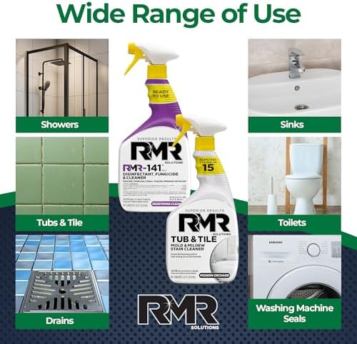 Paquete Brillante para Baño RMR – Spray para Manchas de Bañera y Azulejos + Removedor de Moho y Hongos RMR-141 Registrado por la EPA, Sistema de - imagen 4