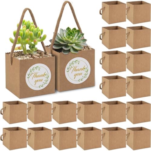 Beupy 60 Pzas de Bolsas de Papel Kraft para Suculentas de 2.5 Pulgadas con Manijas y Etiquetas de Agradecimiento para Bodas, Baby Showers y - imagen 1