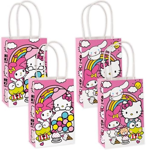 Bolsas de Fiesta Hello Kitty - 16 Bolsas de Papel - Decoraciones de Cumpleaños Hello Kitty - Licencia Oficial - Perfectas para Fiestas y Regalos para - imagen 1