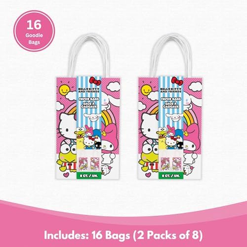 Bolsas de Fiesta Hello Kitty - 16 Bolsas de Papel - Decoraciones de Cumpleaños Hello Kitty - Licencia Oficial - Perfectas para Fiestas y Regalos para - imagen 3