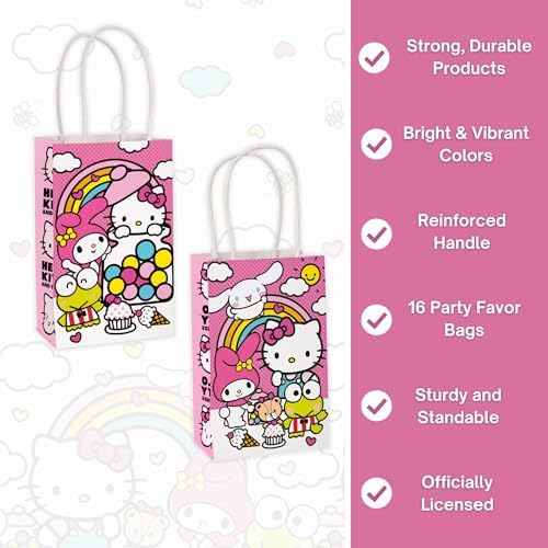 Bolsas de Fiesta Hello Kitty - 16 Bolsas de Papel - Decoraciones de Cumpleaños Hello Kitty - Licencia Oficial - Perfectas para Fiestas y Regalos para - imagen 4