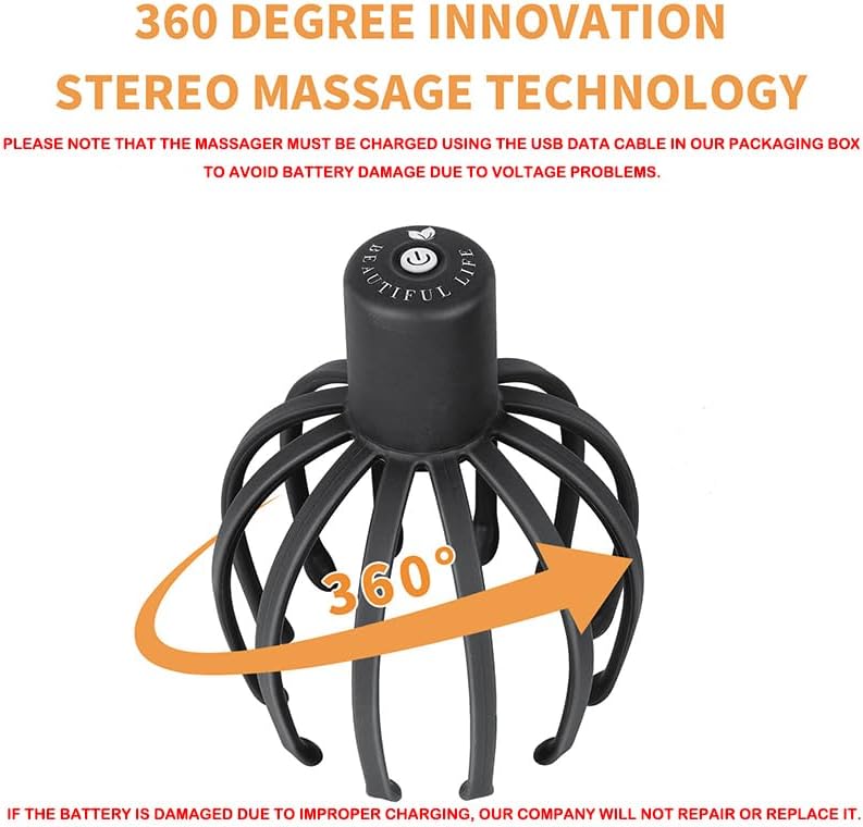 Masajeador Eléctrico de Cuero Cabelludo ONIYEA con 3 Modos, Masajeador de Cabeza 360 Grados, Portátil y Sin Cable para Relajación del Estrés - imagen 2
