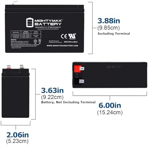 Batería de Reemplazo Mighty Max 12V 6.5Ah AGM con Terminal F2, Compatible con APC Back-UPS BE600M1 - imagen 2