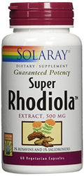 Solaray Super Rhodiola 500mg - Suplemento de Extracto de Raíz de Rhodiola Rosea, Apoyo Adaptógeno para Enfoque, Estrés y Energía, 60 Cápsulas - imagen 1