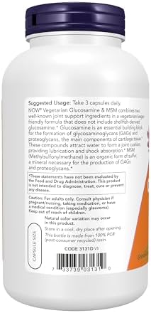 NowFoods Glucosamina Vegetariana y MSM para la Salud Articular, 240 Cápsulas Veganas - imagen 2