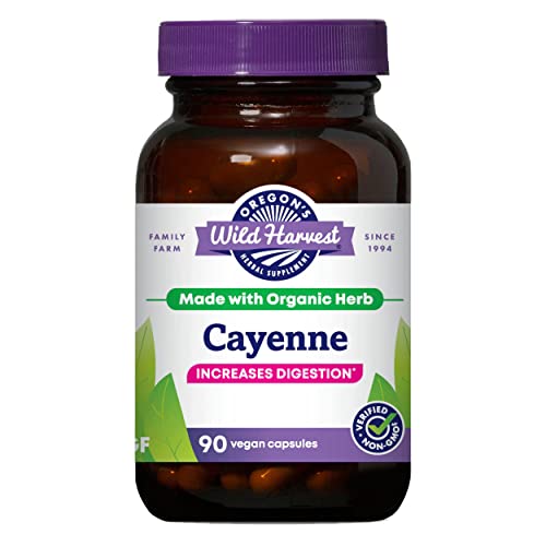 Cápsulas de Cayena No-OGM Oregon's Wild Harvest, Suplementos Herbales Orgánicos, 90 Contenido - imagen 3