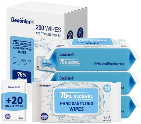 Toallitas Desinfectantes de Manos Advanced, 75% Alcohol, 4 Paquetes de 50 (200 toallitas + 20 toallitas de viaje) - Tamaño de cada toallita 6 x 8 - imagen 1