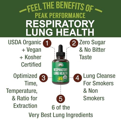 Desintoxicante Orgánico de Pulmón USDA para Fumadores y No Fumadores con 6 Ingredientes Clave. Extracto Líquido para Mejorar la Salud Respiratoria. - imagen 2