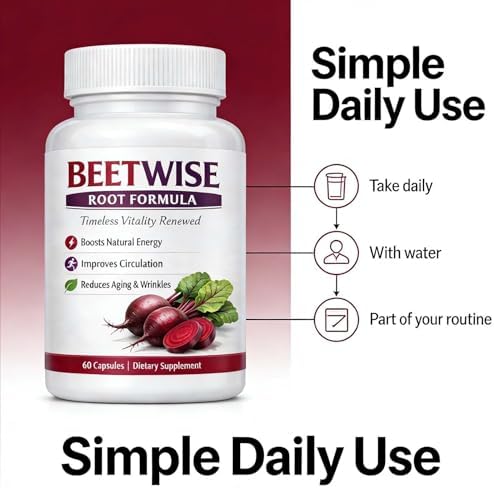 Fórmula de Raíz Beetwise | Suplemento Orgánico de Remolacha Prensada en Frío – Apoyo Natural para la Circulación y Energía, Vegano, No OGM, 60 - imagen 3