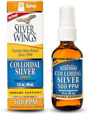 Suplemento Líquido de Soporte Inmunológico Natural Path Silver Wings - Coloidal de Plata Extra Fuerte - 500ppm (2500mcg) - Spray de 2oz - imagen 1