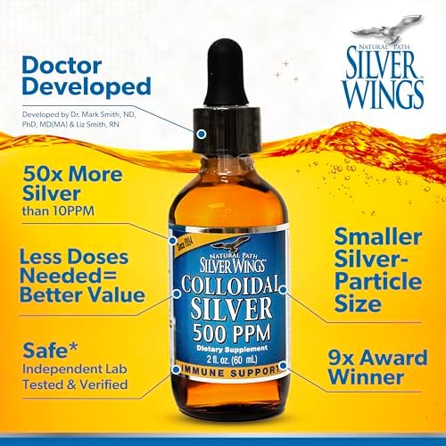 Suplemento Líquido de Soporte Inmunológico Natural Path Silver Wings - Coloidal de Plata Extra Fuerte - 500ppm (2500mcg) - Spray de 2oz - imagen 3