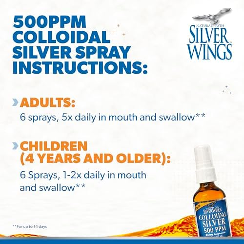Suplemento Líquido de Soporte Inmunológico Natural Path Silver Wings - Coloidal de Plata Extra Fuerte - 500ppm (2500mcg) - Spray de 2oz - imagen 5