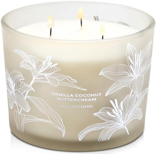 Vela Aromática de Coco y Vainilla | Gran Vela de Soja de 3 Mechas de 14.5oz | Vela de Cupcake de Vainilla | Regalo Ideal para Mujeres y Hombres - imagen 1